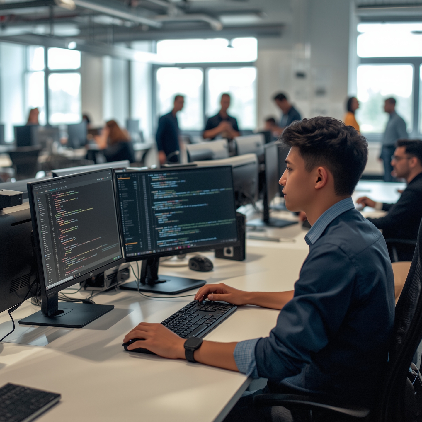 Lucid_Origin_A_young_professional_web_developer_working_on_mul_1